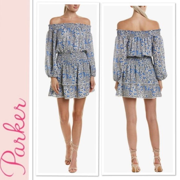 Parker Dresses & Skirts - Parker Kara Blue Floral Off-Shoulder Dress